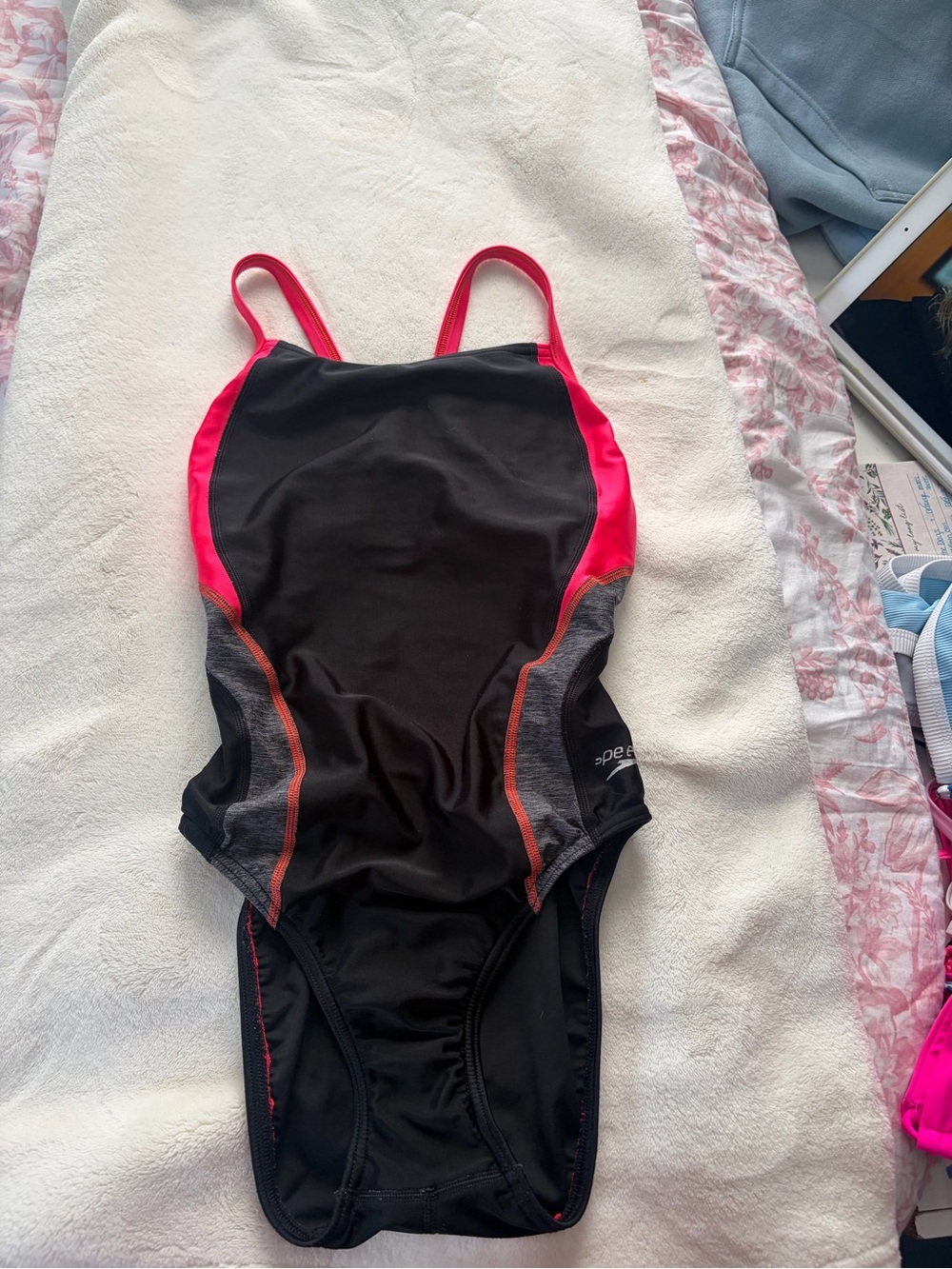 Speedo Black and Pink One-Piece Swimsuit